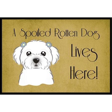 Carolines Treasures Maltese Spoiled Dog Lives Here Indoor & Outdoor Mat, 24 x 36 in. CA77442